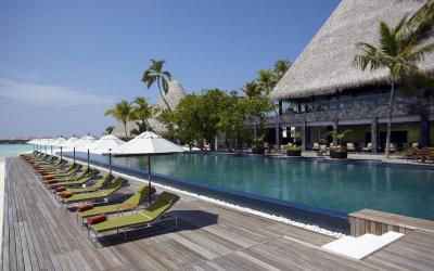 Loungers at pool deck