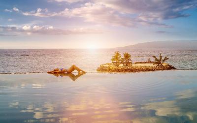 Sea view from pool