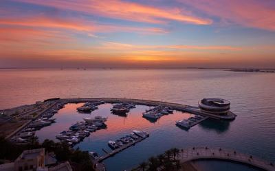 The private Four Seasons marina with Nobu Doha