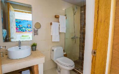 Double Beach pool view bathroom