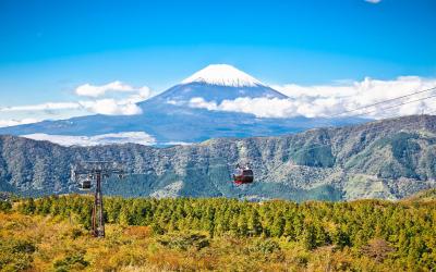 lanovka Dwakudani, výhled na horu Fuji | Japonsko